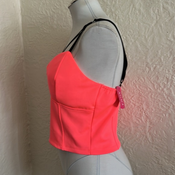A’Gaci Neon Black Harness Strap Crop Tank Top NWT Large - Picture 2 of 5